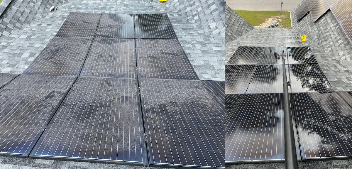 Solar panel cleaning in progress on a residential CSRA home